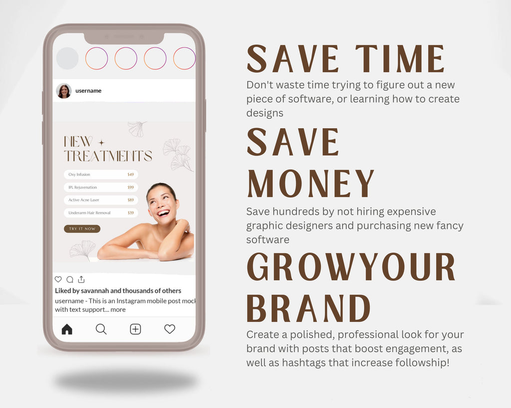 Laser Hair Removal Templates for Instagram | Laser Hair Removal post Social Media | Medspa Instagram Templates