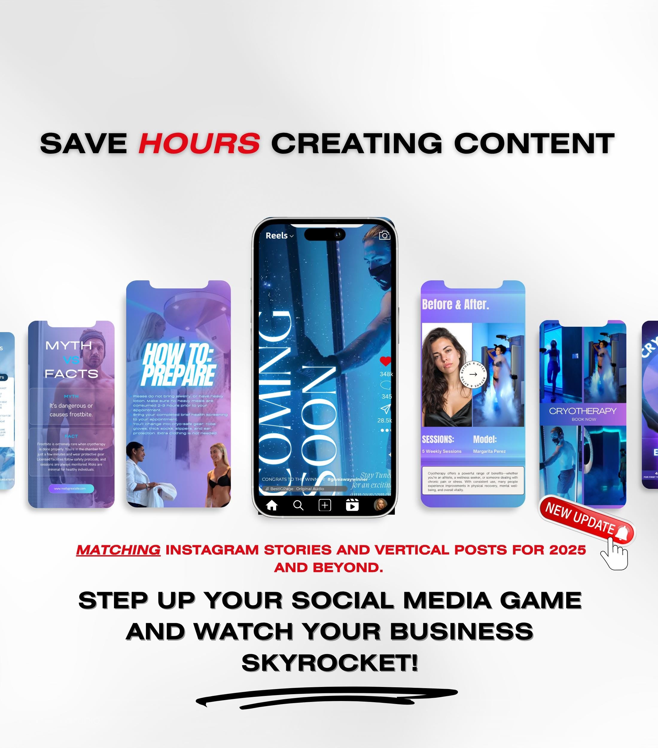 Cryotherapy Instagram Templates | Cryotherapy Posts | Cryotherapy Flyer | Cryotherapy Business IG Posts | Social Media Marketing | Medspa