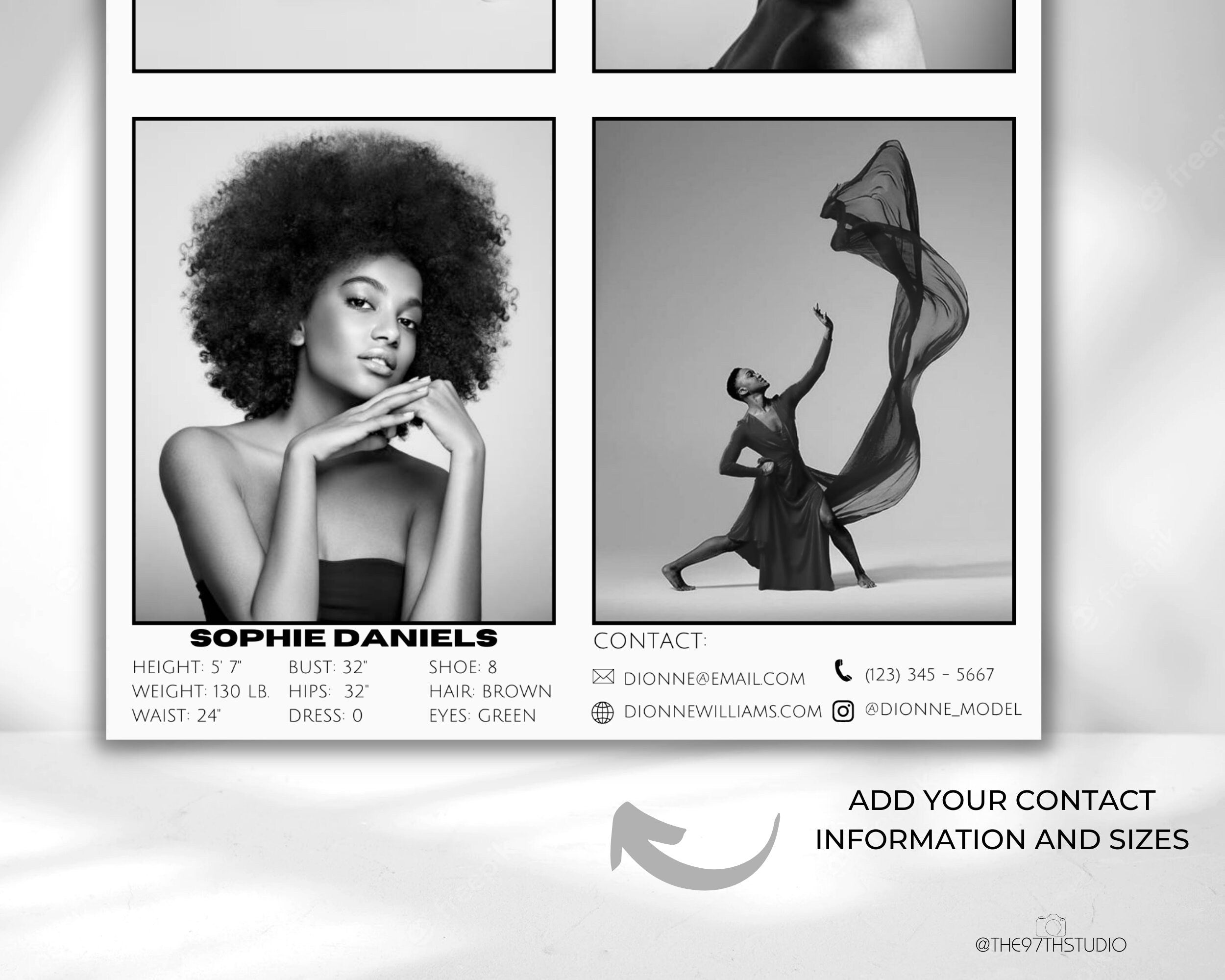COMP CARD Template, Modeling Photocard, Zed Card for Models, Z Card, Fashion Resume Photo Card, Modeling Comp Card, Editable Canva Template