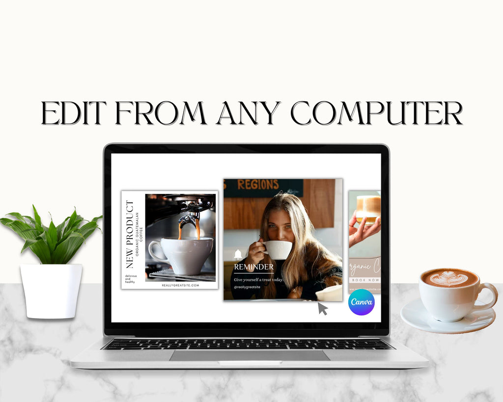 Coffee Instagram Post Templates | Beige Social Media (Canva Editable)