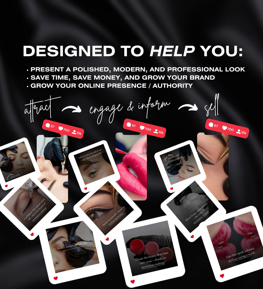 PMU Quotes Instagram Templates | Permanent Makeup Instagram Templates | Lip Blush Templates | PMU Social Media Post | PMU Brows Templates