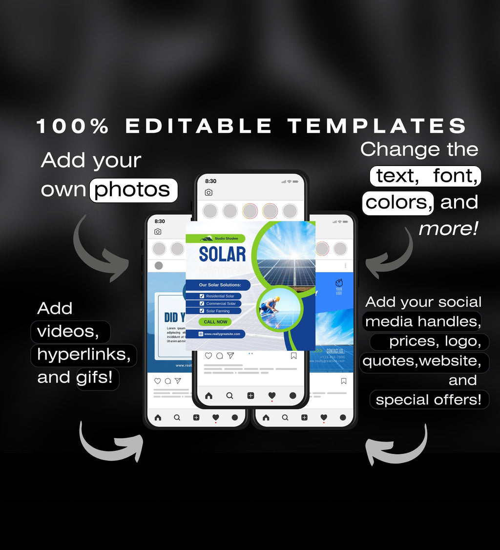 Solar Energy Company Instagram Template Posts | Solar Energy Business Marketing | Solar Energy Business | Solar Energy Instagram Posts