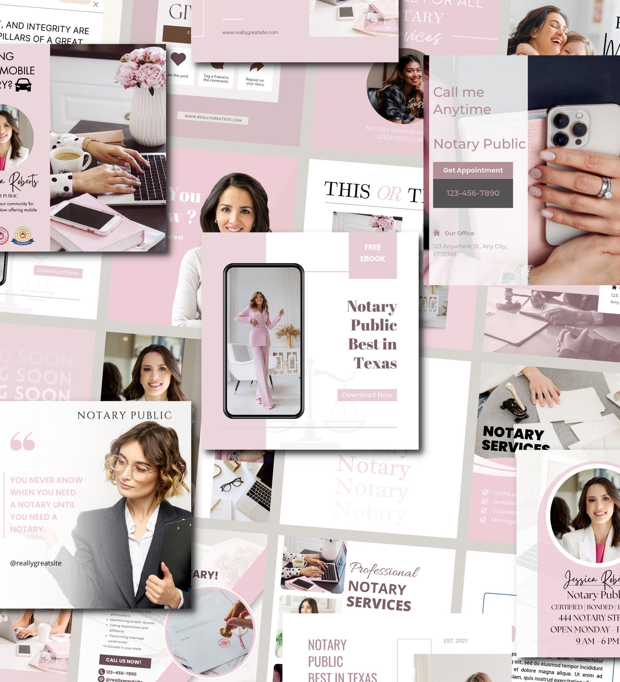 PINK Notary Marketing | Notary Signing Agent | Notary Social Media | Loan Signing Agent | Notary Instagram Posts | Notary Posts Templates