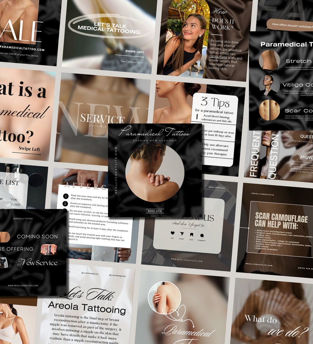 Paramedical Tattoo Instagram Posts | Medical Tattoo | Medspa Instagram |  Tattoo Artist |Beauty Business Instagram |Editable Instagram Posts