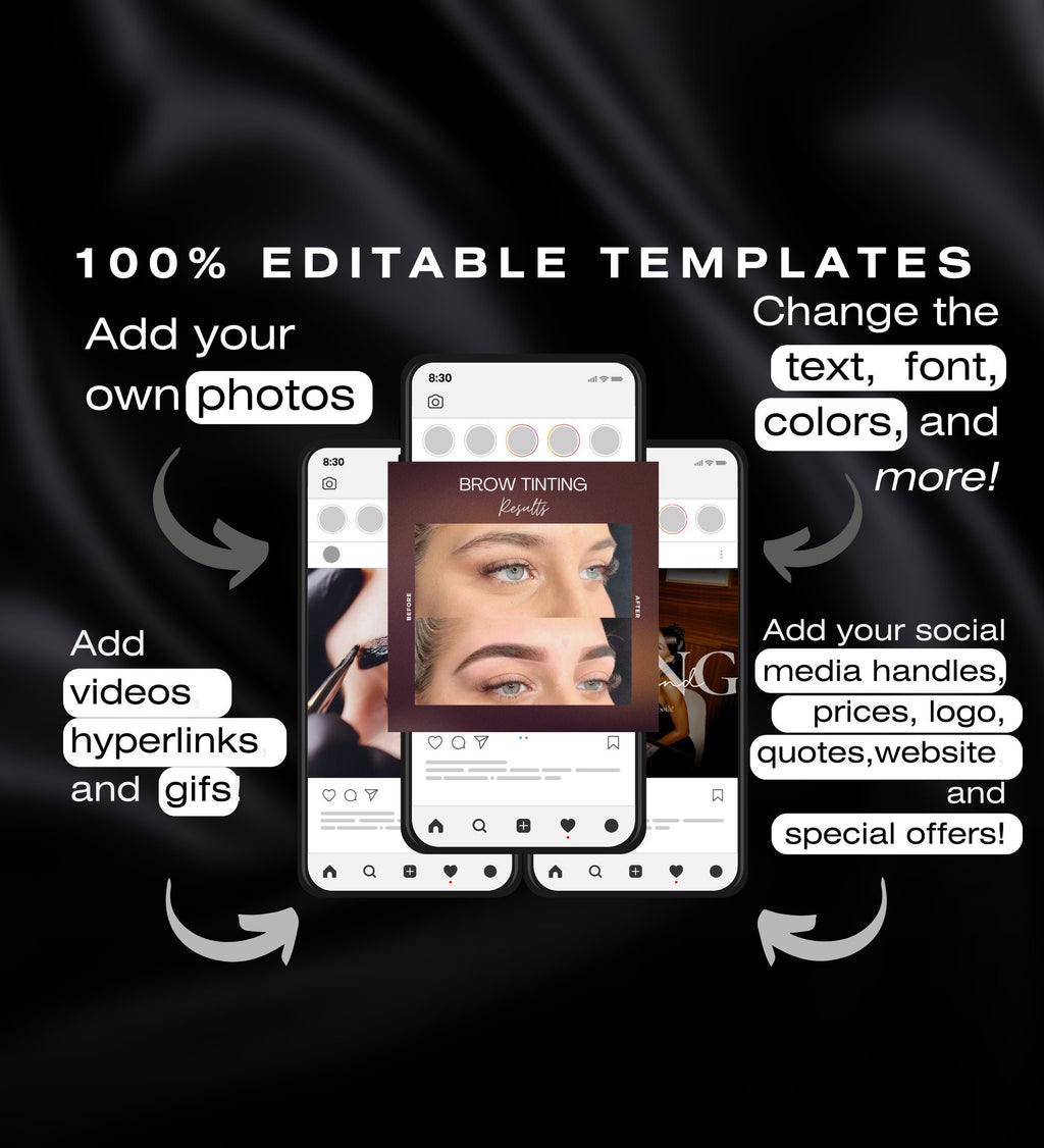 Brow Tech Instagram Templates | Brow Tech Instagram Posts | Brow Tech Instagram | Eyebrow Artist Social Media Instagram Posts | Brow Tech