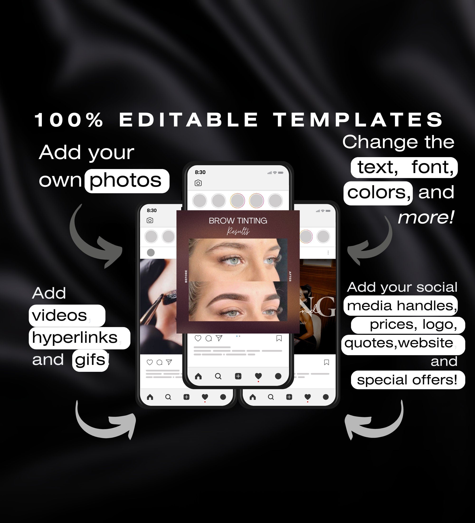 Brow Tech Instagram Templates | Brow Tech Instagram Posts | Brow Tech Instagram | Eyebrow Artist Social Media Instagram Posts | Brow Tech