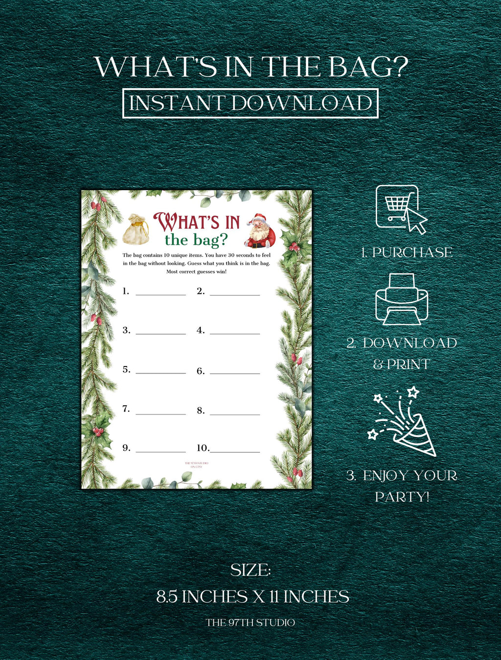 Christmas What's In The Bag Game | Office Christmas Party Game | Christmas Family Game | Printable Christmas Game | Christmas Game Printable