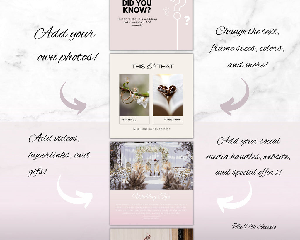 Wedding Planner Instagram Templates, Social Media Bundle (Canva)