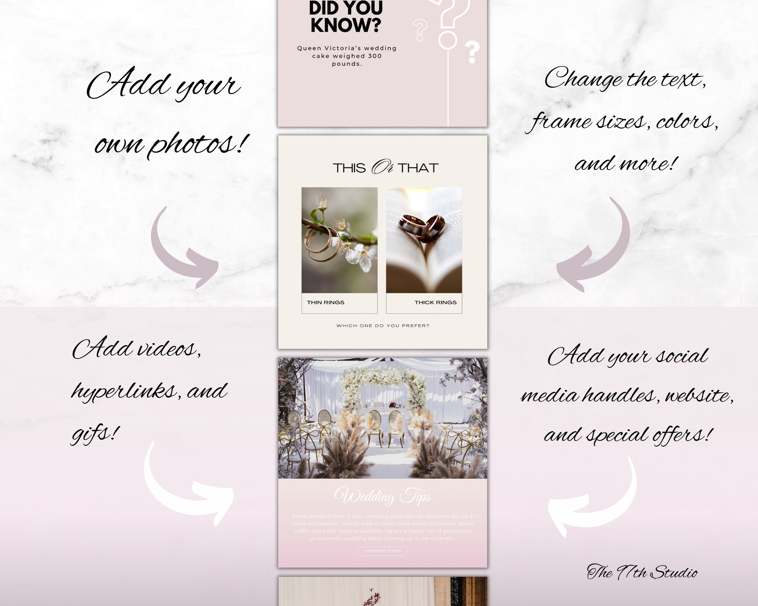 Wedding Planner Instagram Templates, Social Media Bundle (Canva)