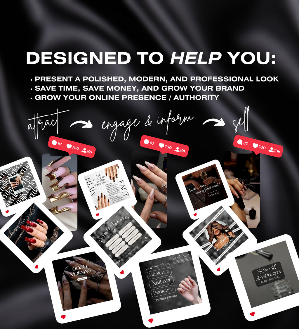 Nail Tech Instagram Templates | Nail Tech Instagram Posts | Nail Tech Instagram | Nail Tech Social Media Instagram Posts | Manicurist Posts