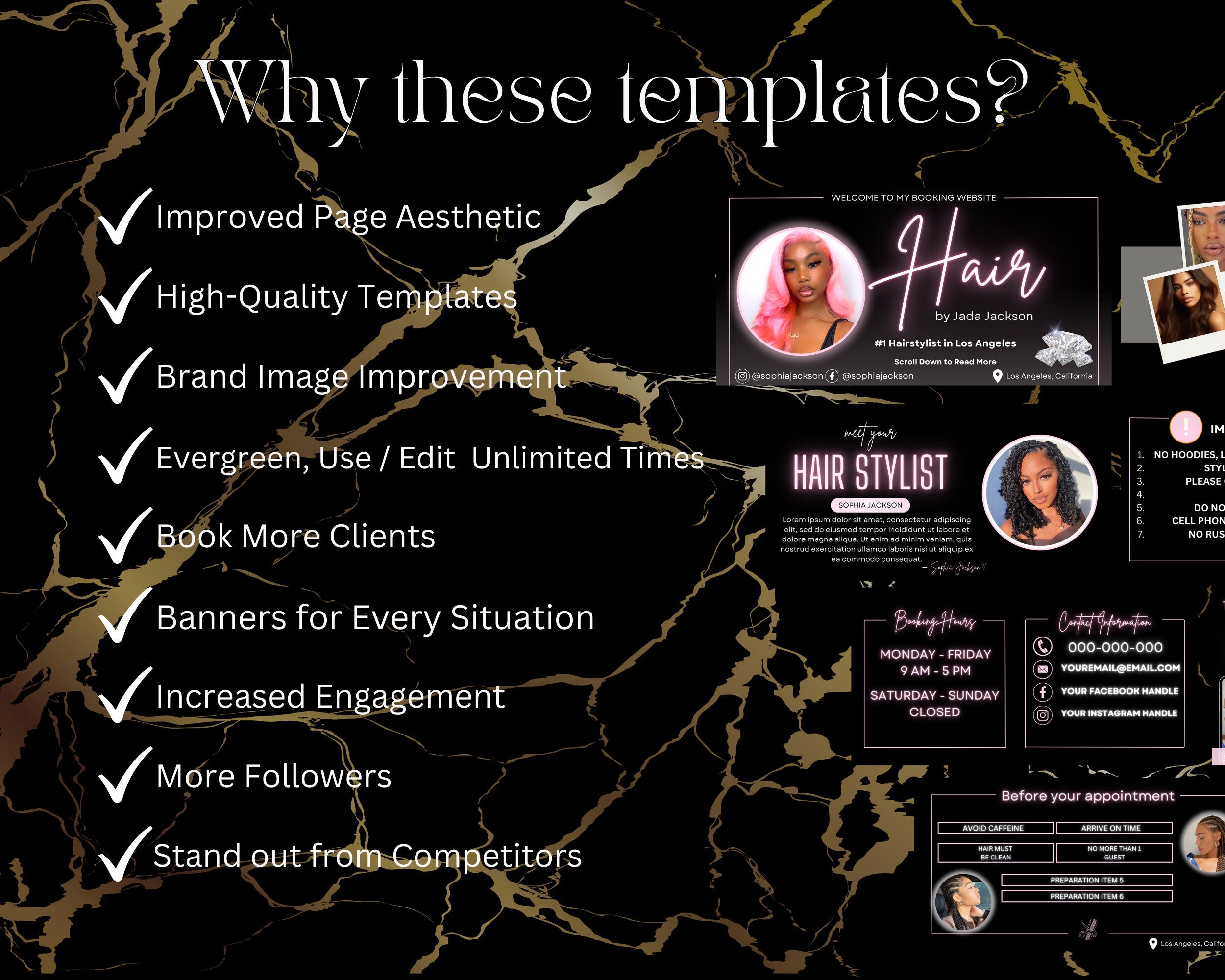 PINK Acuity Scheduling Template HAIRSTYLIST, Hair Acuity Website Template, Acuity Website Banner, Acuity Booking Template,Web Banner, Luxury