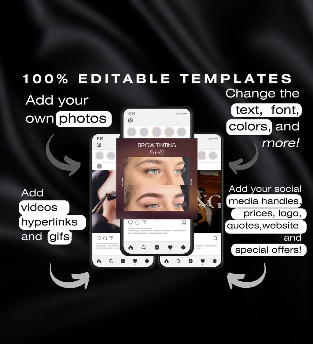 Brow Tech Instagram Templates | Brow Tech Instagram Posts | Brow Tech Instagram | Eyebrow Artist Social Media Instagram Posts | Brow Tech