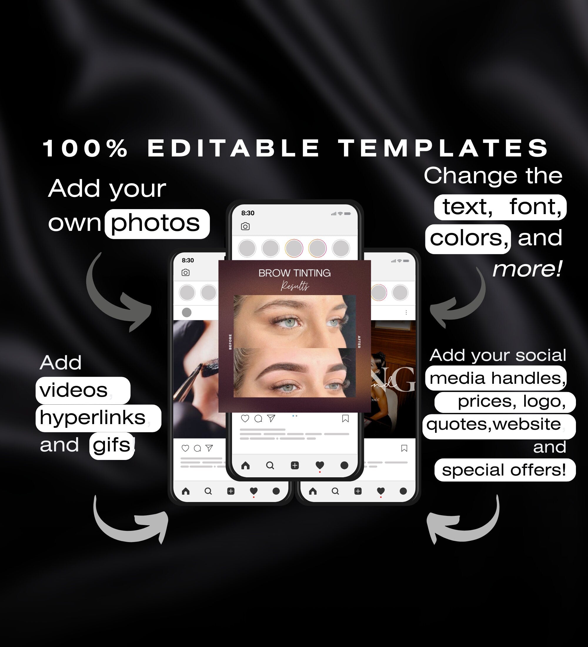 Brow Tech Instagram Templates | Brow Tech Instagram Posts | Brow Tech Instagram | Eyebrow Artist Social Media Instagram Posts | Brow Tech