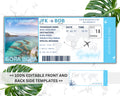 Bora Bora Surprise Boarding Pass Template, Editable Canva Flight Ticket (Digital Download)