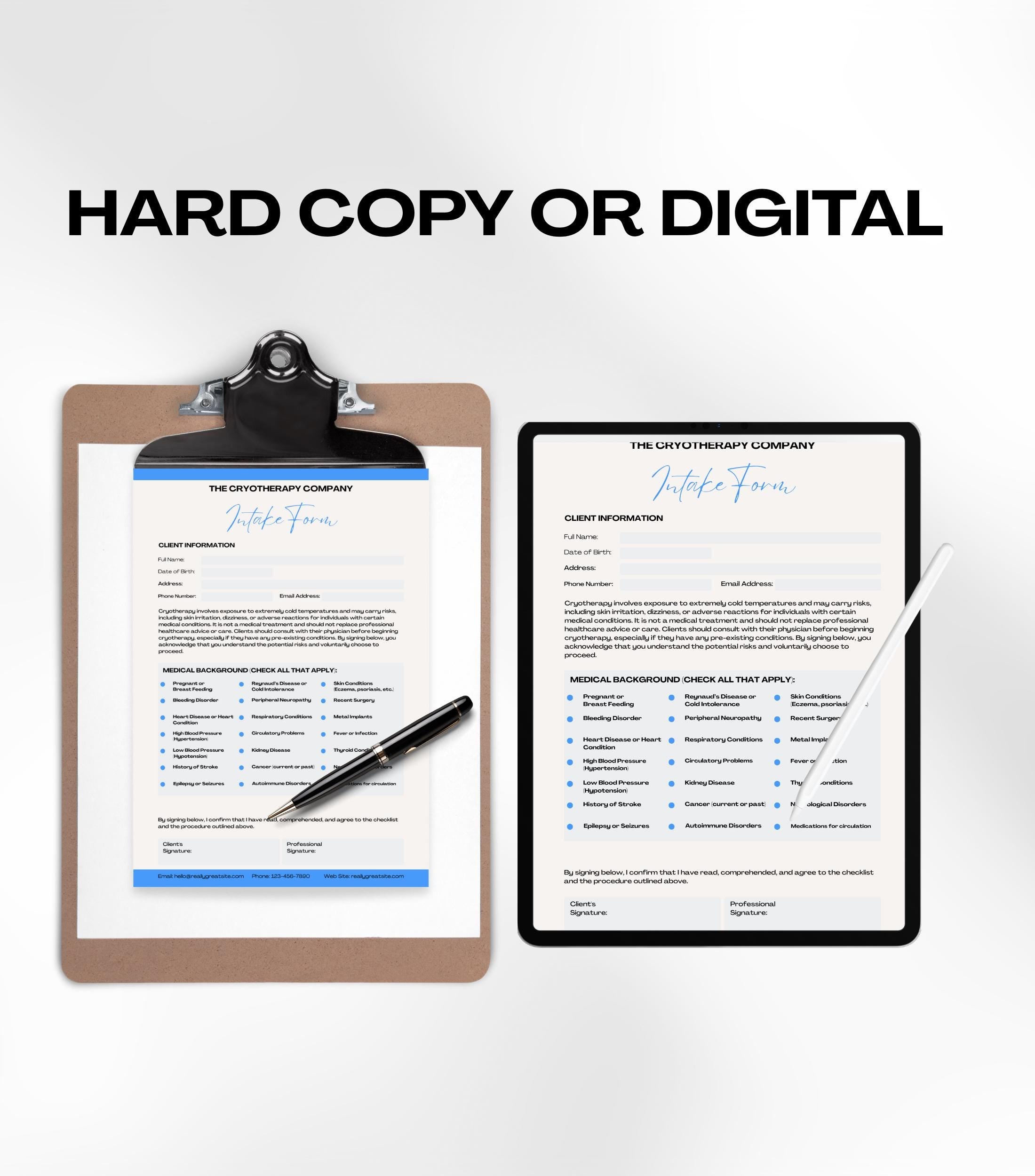 Cryotherapy Business Forms, Cryotherapy Client Intake Forms, Cryotherapy Aftercare, Consent Form, Cryotherapy Aftercare Instructions Card