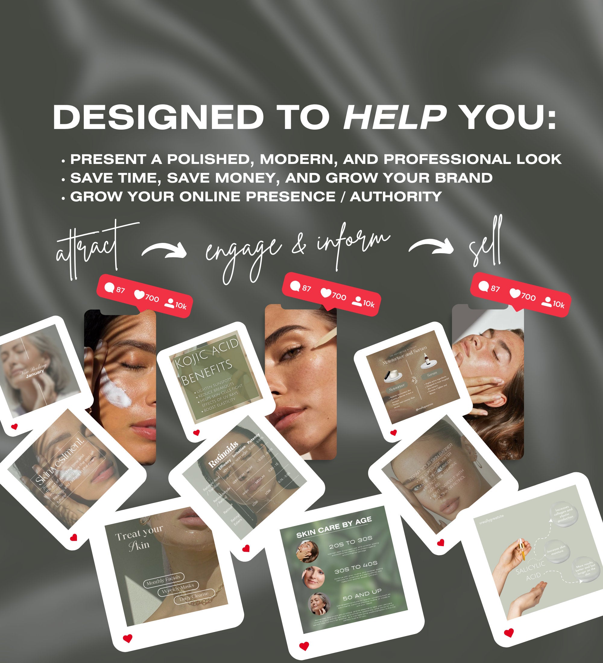Skincare Instagram Posts | Skincare Canva Templates | Esthetician | Skincare Posts | Skincare Social Media Instagram  | Acne | Dermatologist