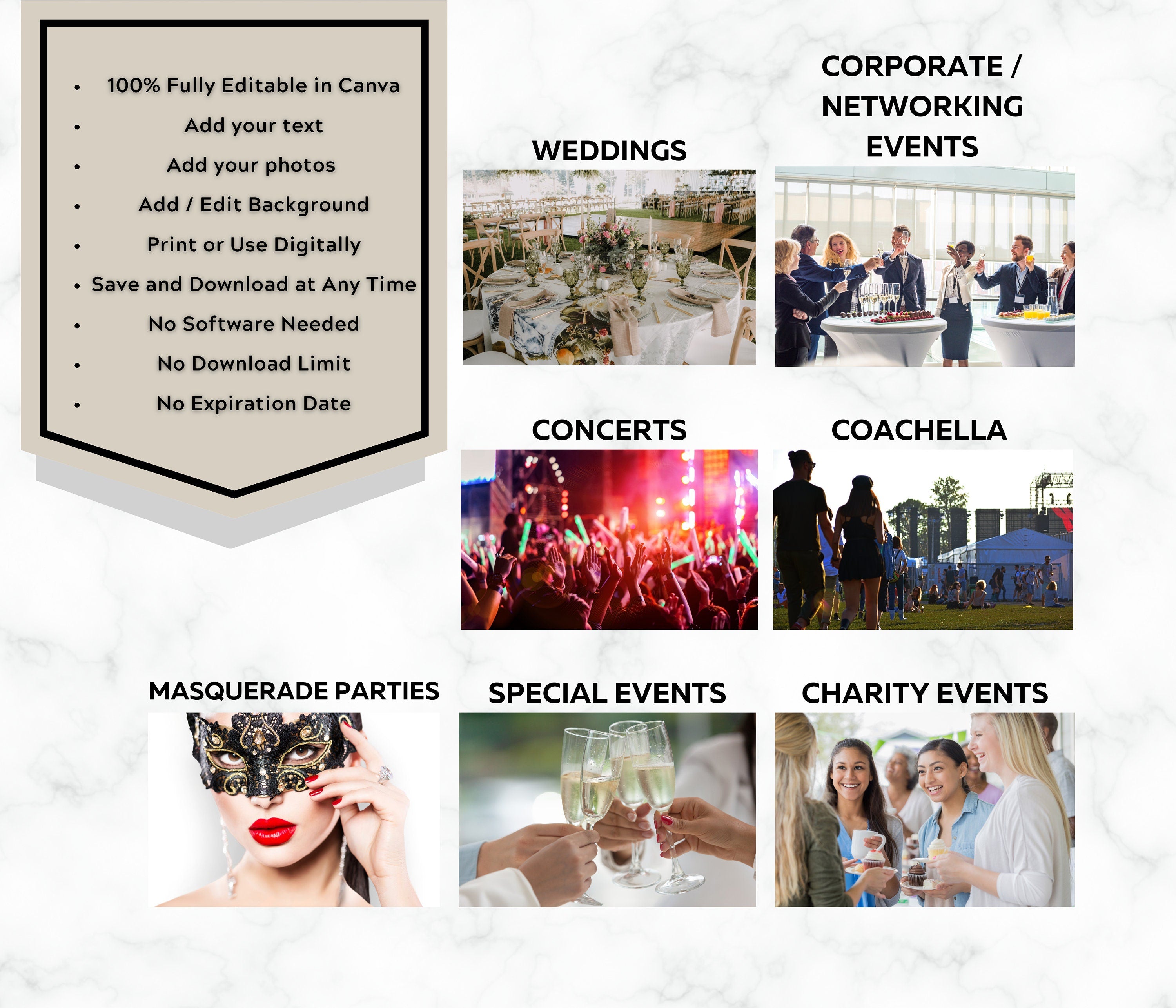 Event Ticket Template, EDITABLE DIY Event Printable, Surprise Getaway Invitation, Christmas, Gift for him, Musical Theatre Show Concert GOLD