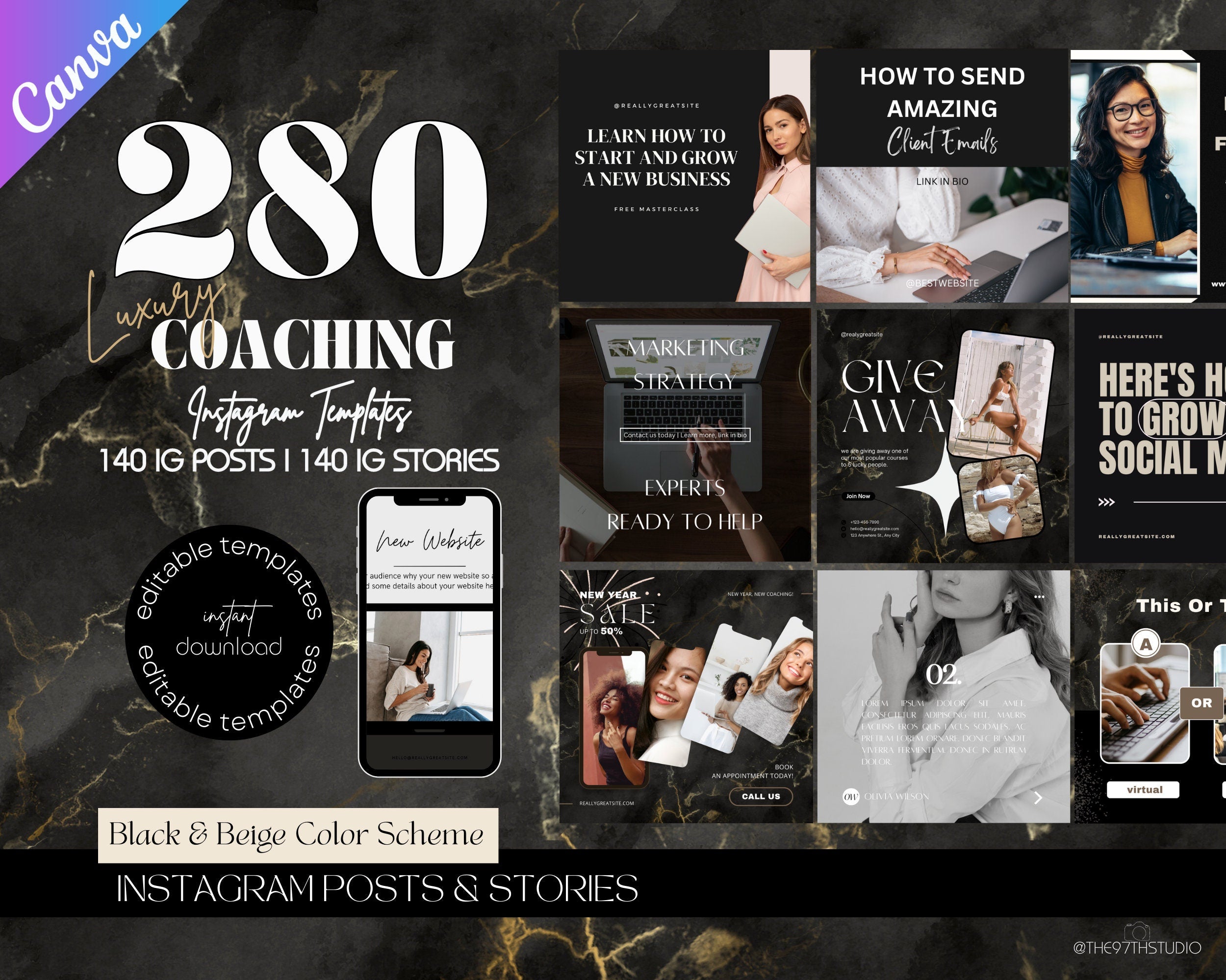 280 Coach Marketing Instagram Templates