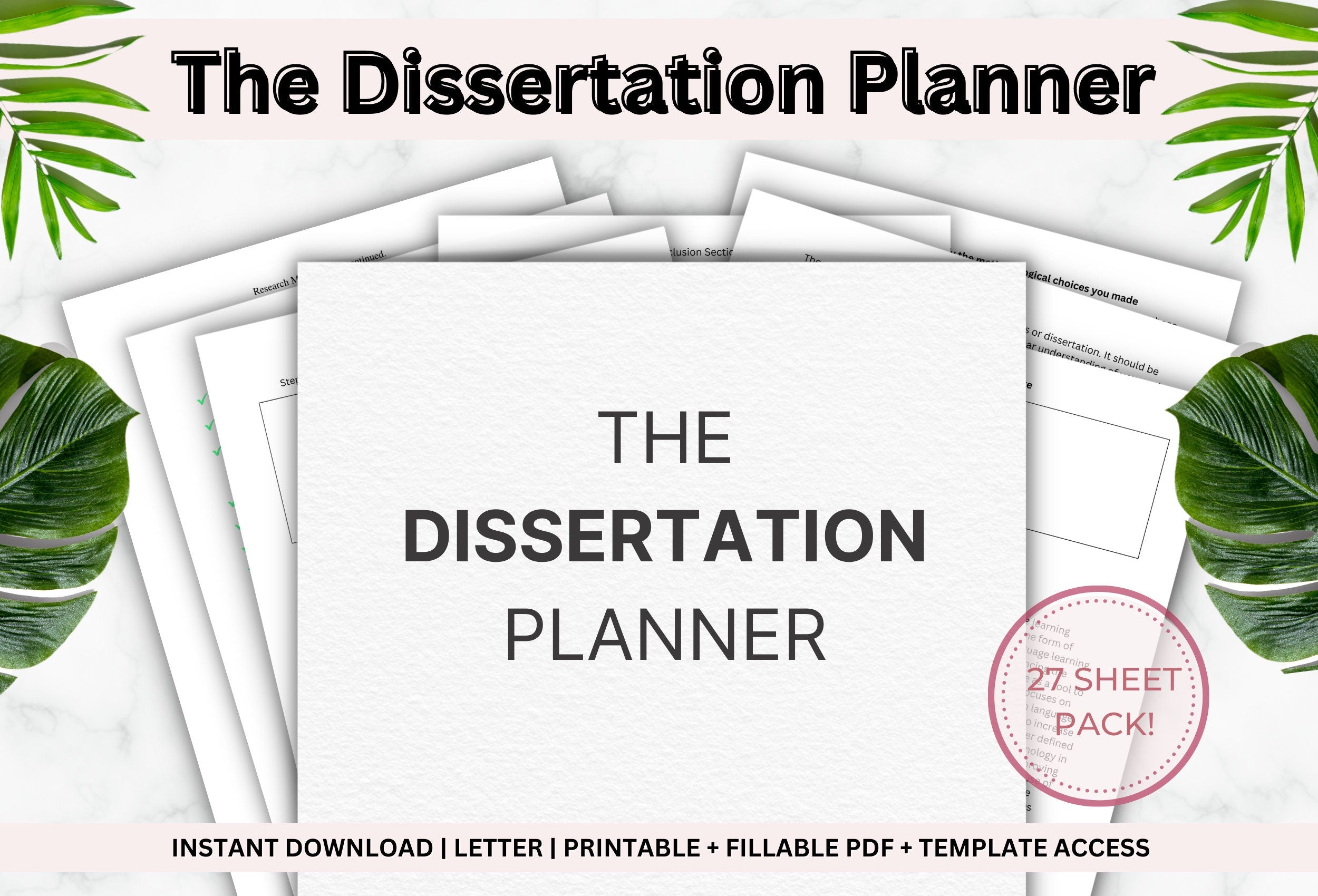 Dissertation Planner Printable | PhD Thesis Template (PDF)