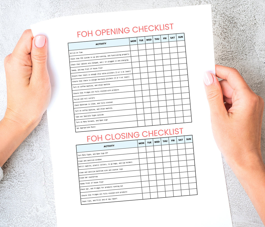 Restaurant Templates Starter Pack, Cleaning Checklist, Restaurant Manager, Restaurant Owner,Weekly Checklist, Server, Waiter,Canva Template