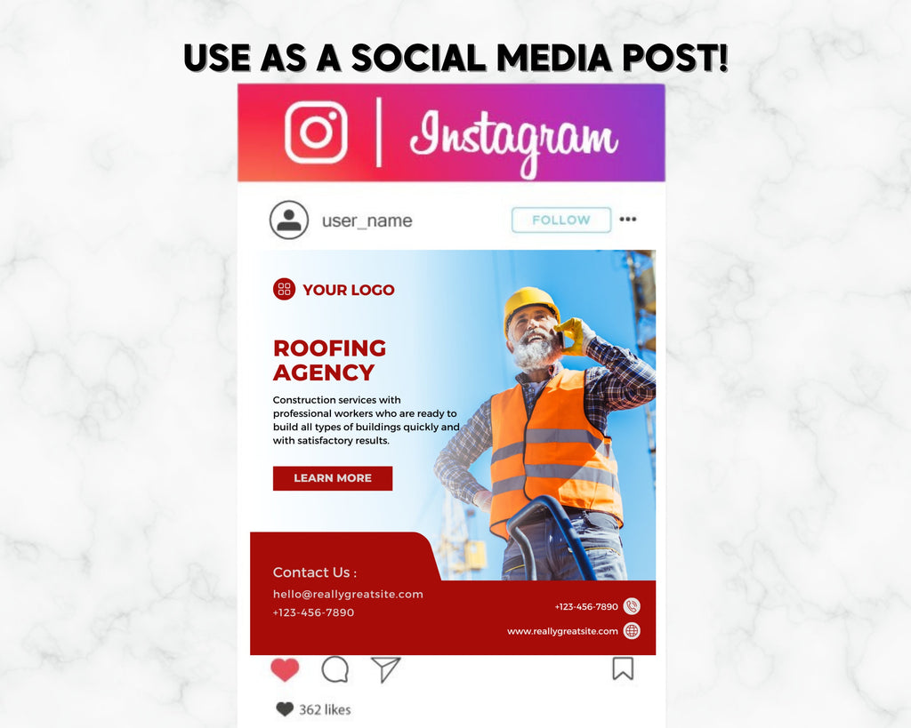 Roofing Business Instagram Templates, Social Media Bundle (100+) Roofer Instagram, Constructions Business Instagram Facebook Posts