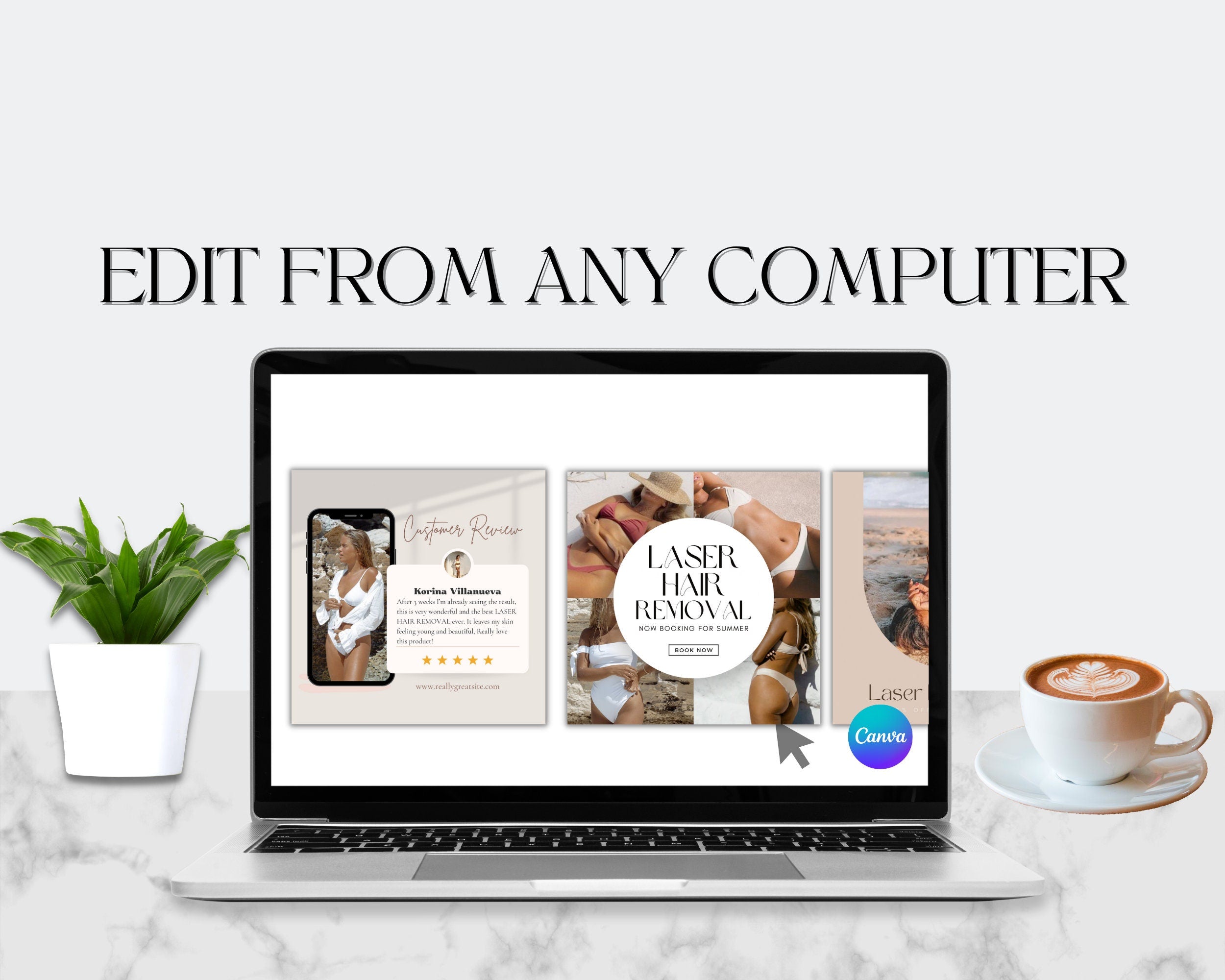 Laser Hair Removal Templates for Instagram | Laser Hair Removal post Social Media | Medspa Instagram Templates