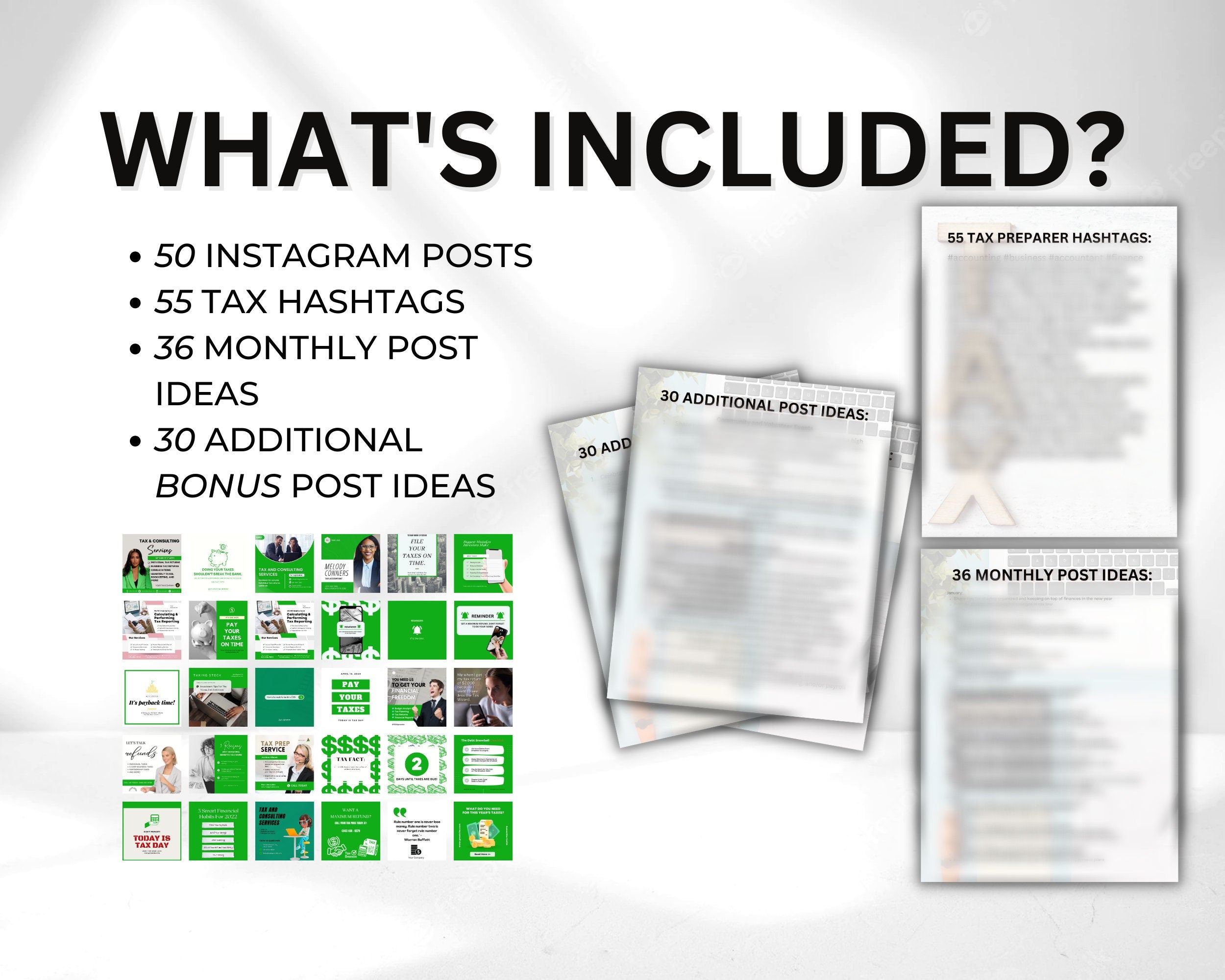 Tax Preparer Instagram Template Bundle, Emerald Green Social Media (Canva)
