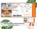 EDITABLE India Surprise Boarding Ticket Template Pass,India Canva Boarding Pass,Plane Ticket to Ride Vacation Trip Flight Gift Coupon Vol. 1