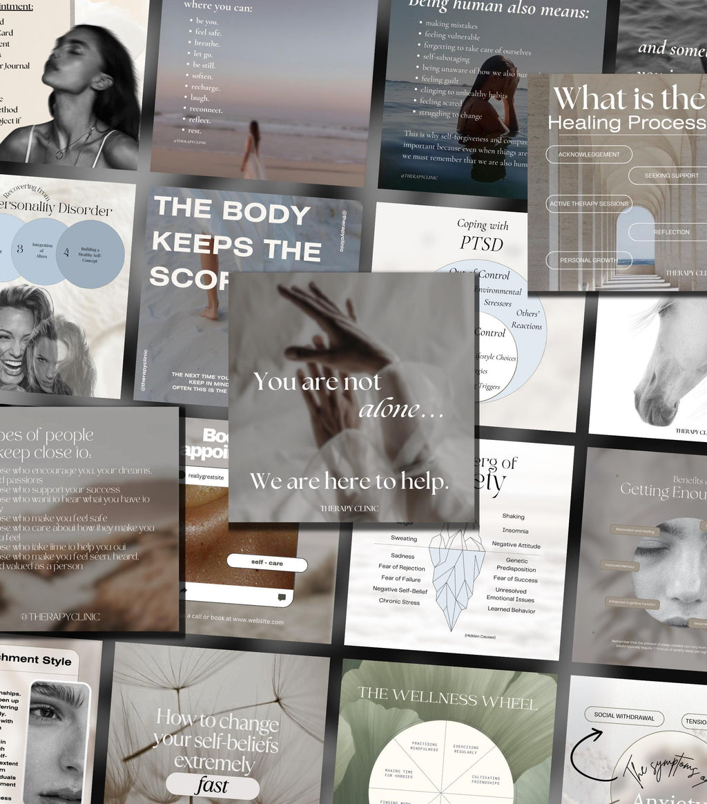 140 Therapist Instagram Templates | Mental Health Instagram Templates | Psychologist Posts | Counseling IG Posts | Social Media Marketing