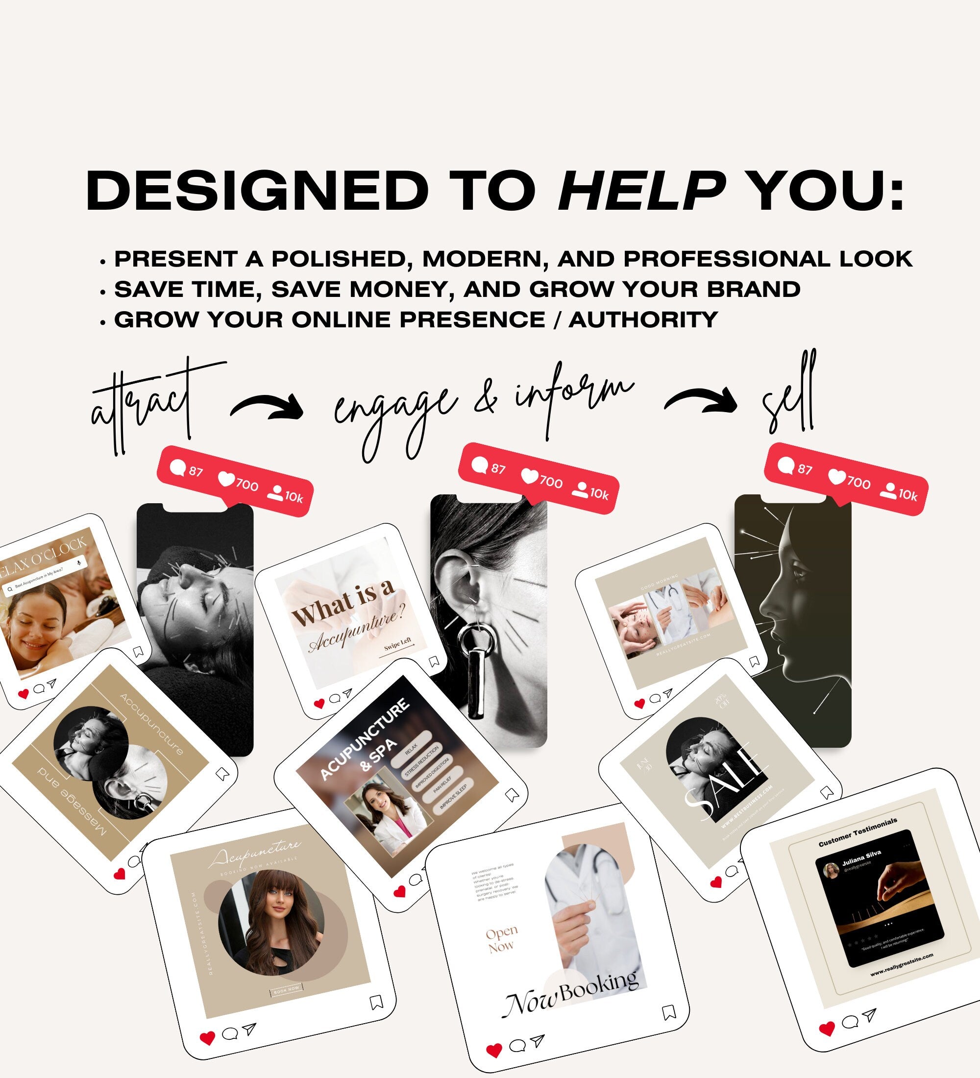 120 Acupuncture Instagram Post Templates | Canva Social Media (Digital Download)