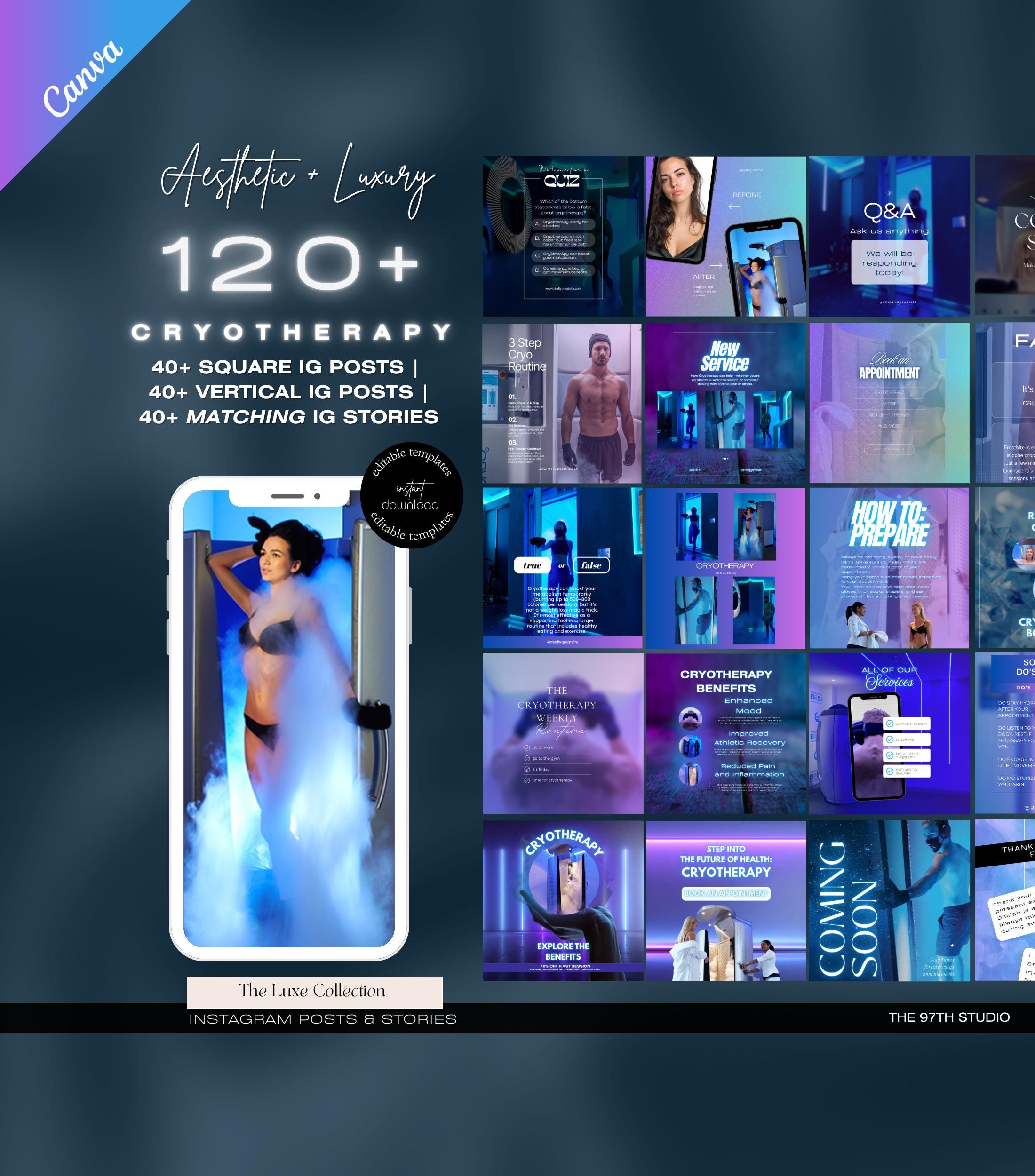 Cryotherapy Instagram Templates | Cryotherapy Posts | Cryotherapy Flyer | Cryotherapy Business IG Posts | Social Media Marketing | Medspa