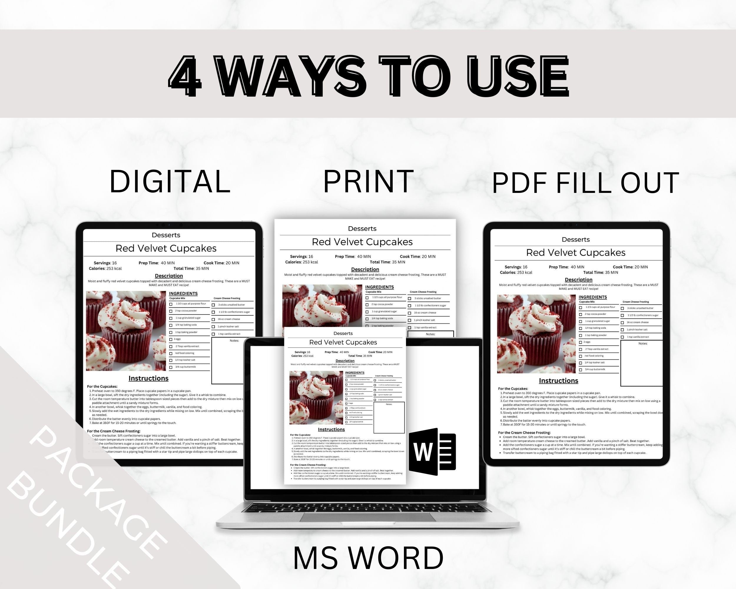Editable Recipe Book Template, Minimalist Recipe Cards (PDF)