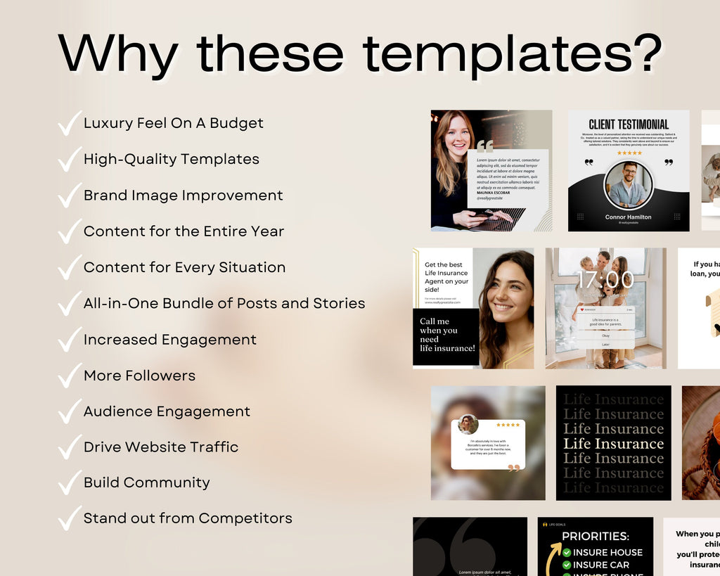230 Insurance Agent Marketing Templates, Life Insurance Instagram Templates, Insurance Broker Editable Template,Insurance Agency Insta Posts
