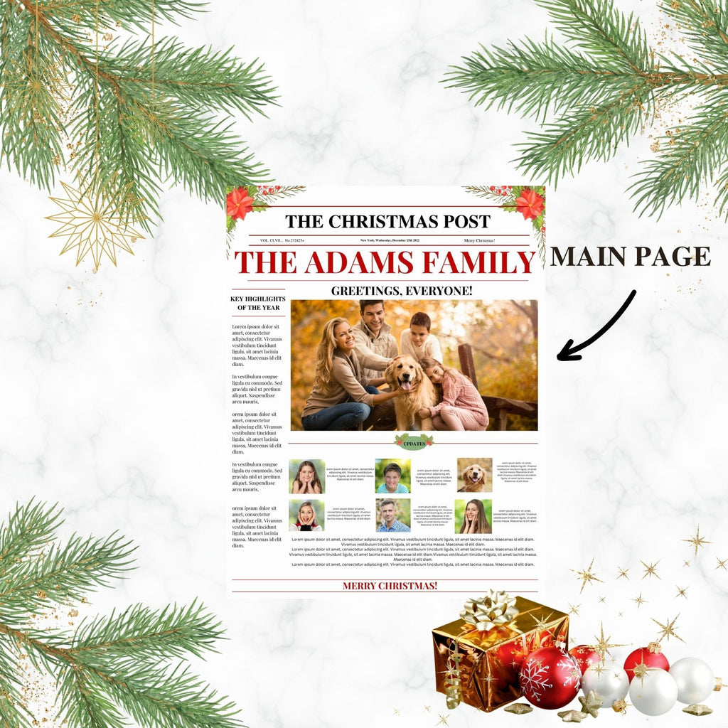 Family Christmas Newsletter Template, Editable Year In Review (Printable Template)