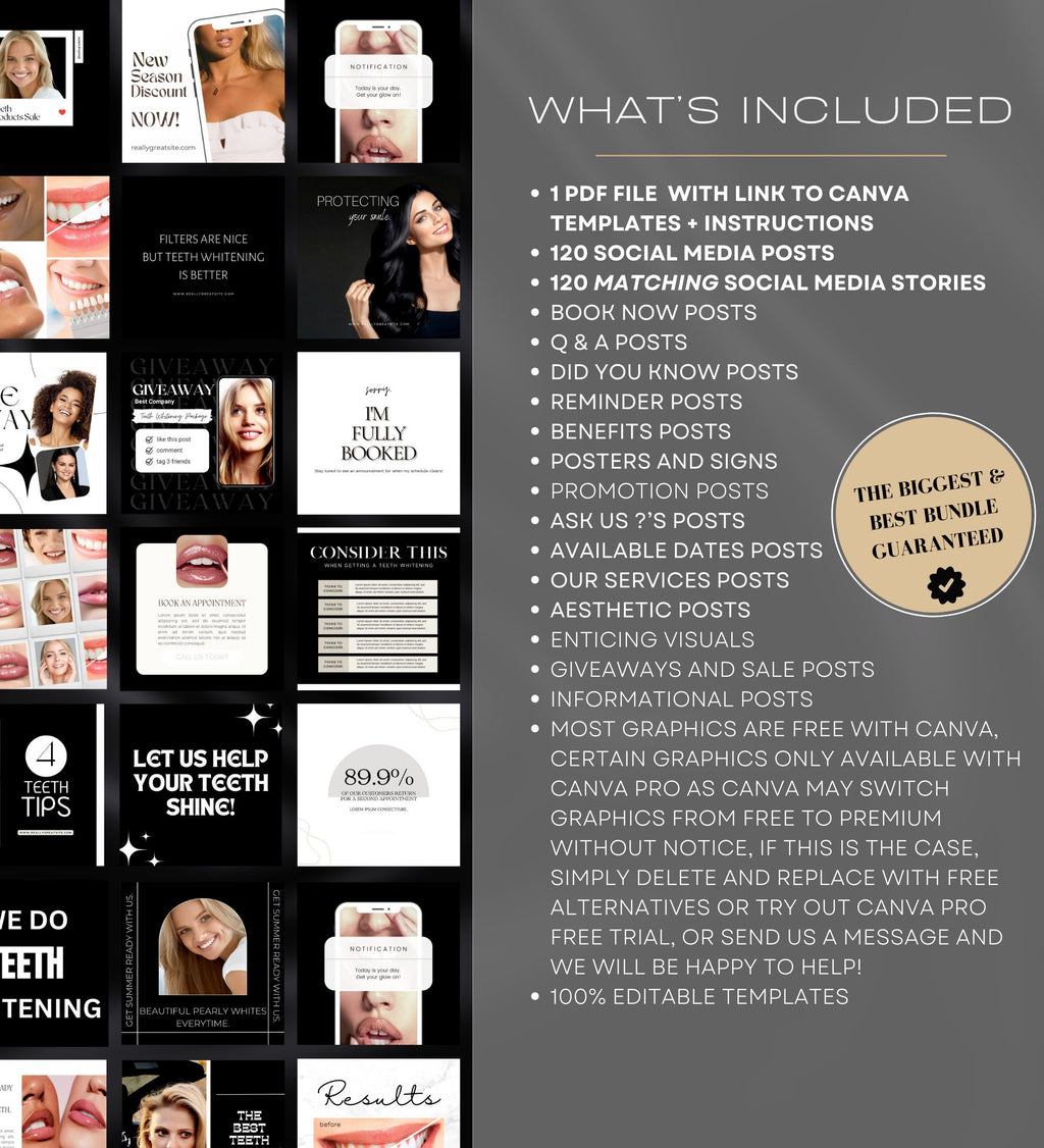 240 Teeth Whitening Instagram Templates | Teeth Whitening Instagram Templates | Teeth Whitening Posts | Teeth Whitening Social Media Posts