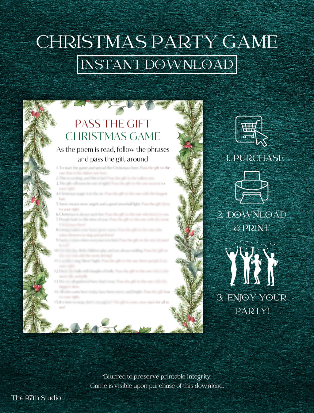 Christmas Pass the Gift Game | Office Christmas Party Game | Christmas Family Game | Printable Christmas Game | Left Right Game Printable