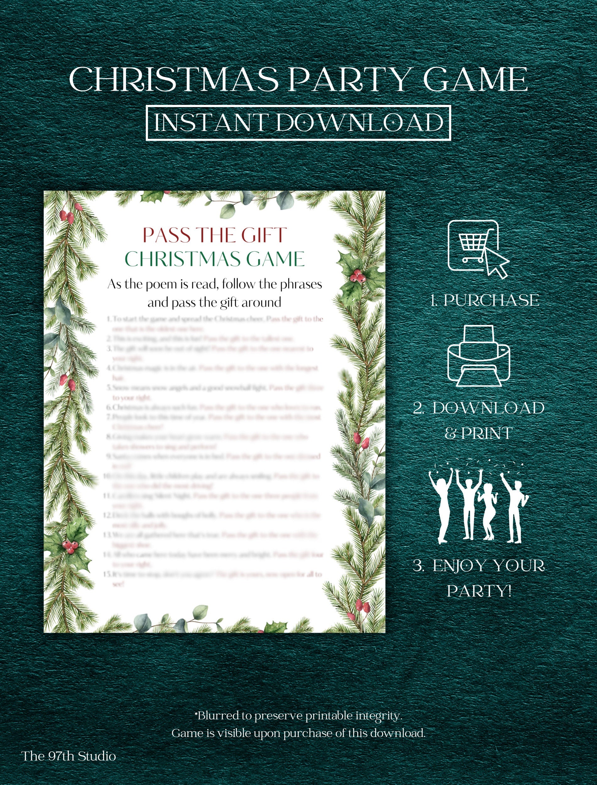 Christmas Pass the Gift Game | Office Christmas Party Game | Christmas Family Game | Printable Christmas Game | Left Right Game Printable
