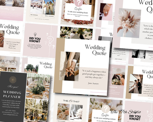 560 Wedding Planner Instagram Templates, Wedding Bundle, Social Media Marketing, Reels, Wedding Quotes,Event Planner Small Business Branding