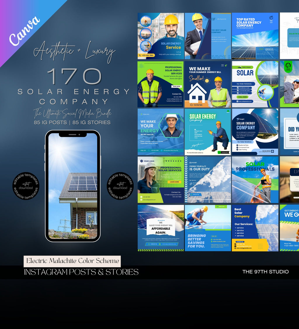 Solar Energy Company Instagram Template Posts | Solar Energy Business Marketing | Solar Energy Business | Solar Energy Instagram Posts