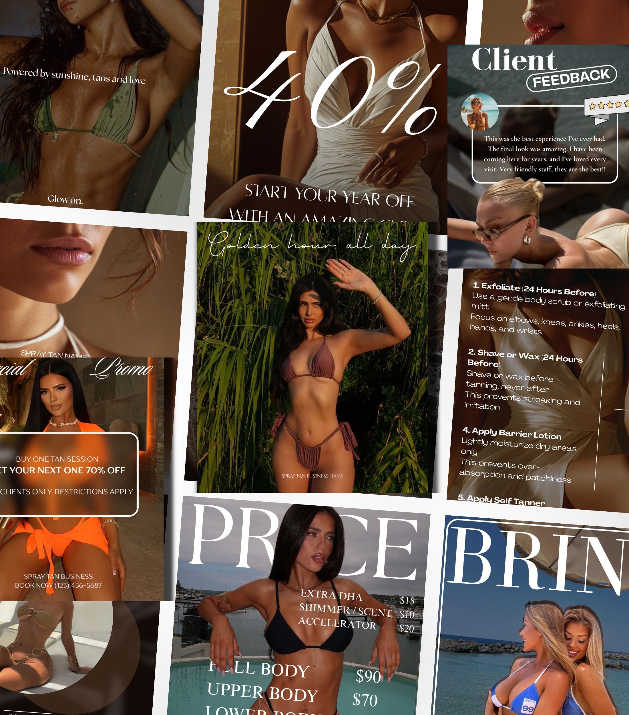 50 Spray Tanning Instagram Templates | Spray Tan Instagram Posts | Spray Tan Social Media | Beauty Business Instagram | Spray Tan Marketing