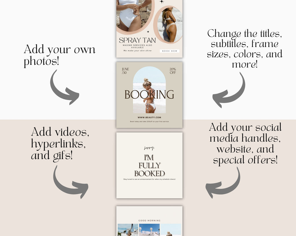 240 Spray Tanning Instagram Templates | Spray Tan Instagram Posts | Spray Tan Social Media | Spray Tan Artist Templates |Spray Tan Marketing