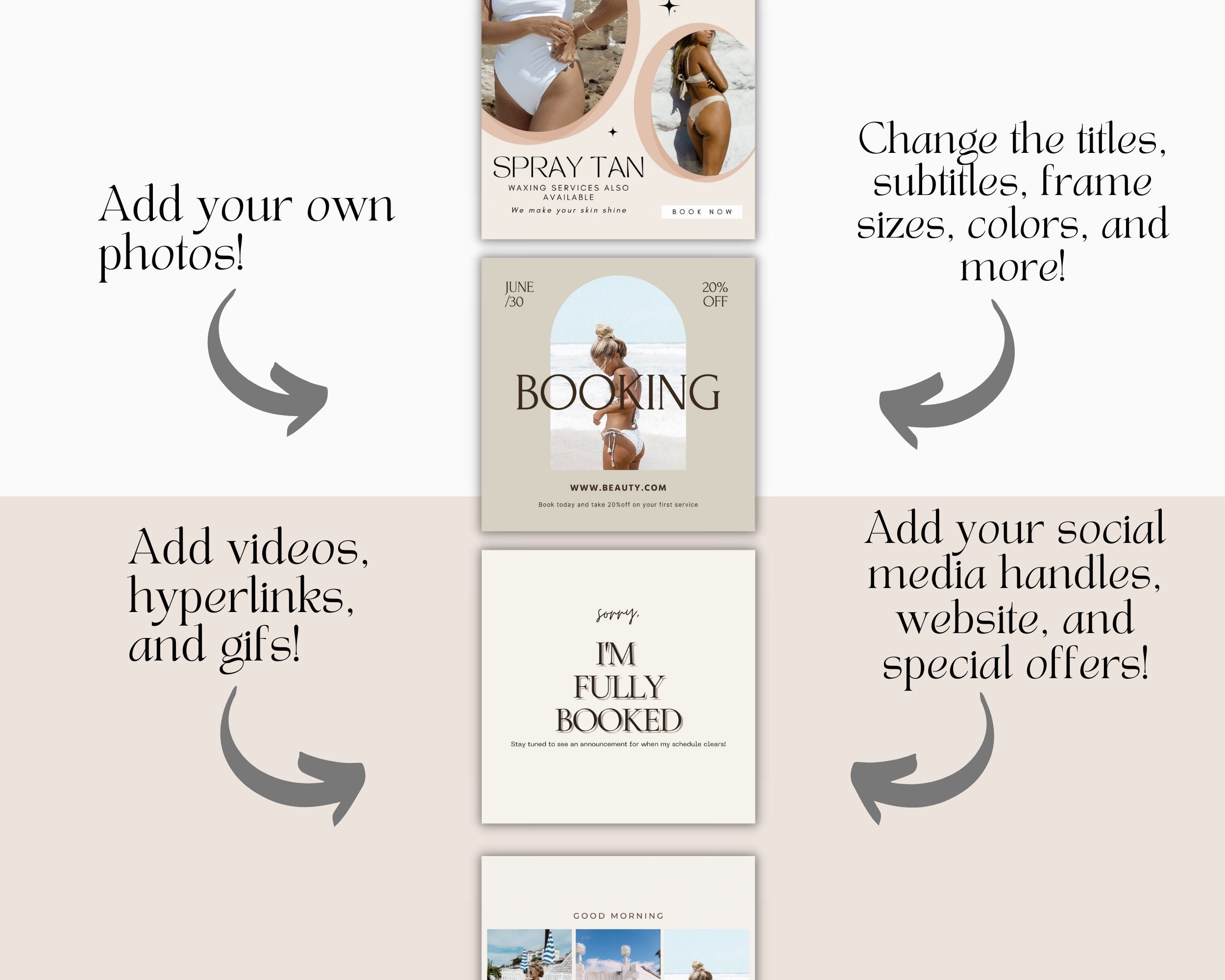 240 Spray Tanning Instagram Templates | Spray Tan Instagram Posts | Spray Tan Social Media | Spray Tan Artist Templates |Spray Tan Marketing