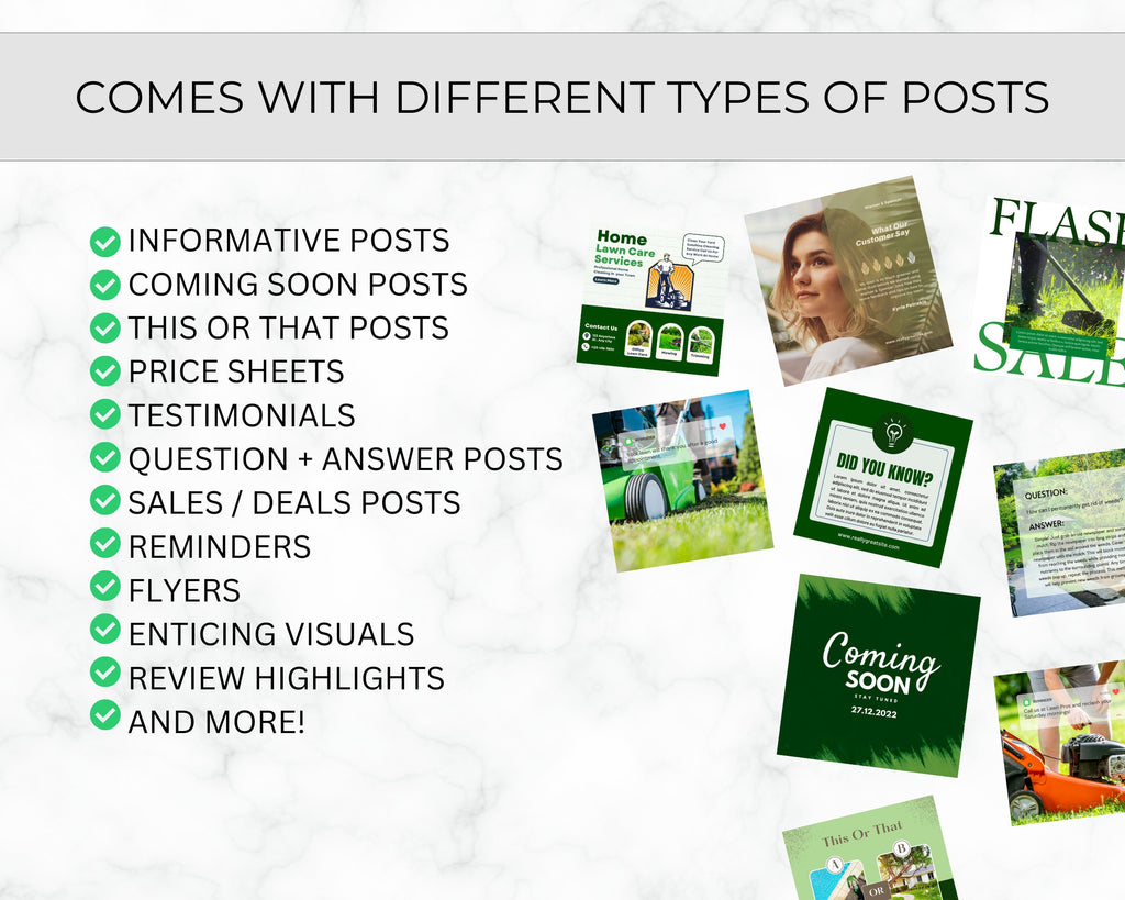 Lawn Care Social Media Templates | Landscaping Posts (Digital Download)
