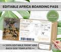 Editable African Safari Boarding Pass Template (Digital Download)