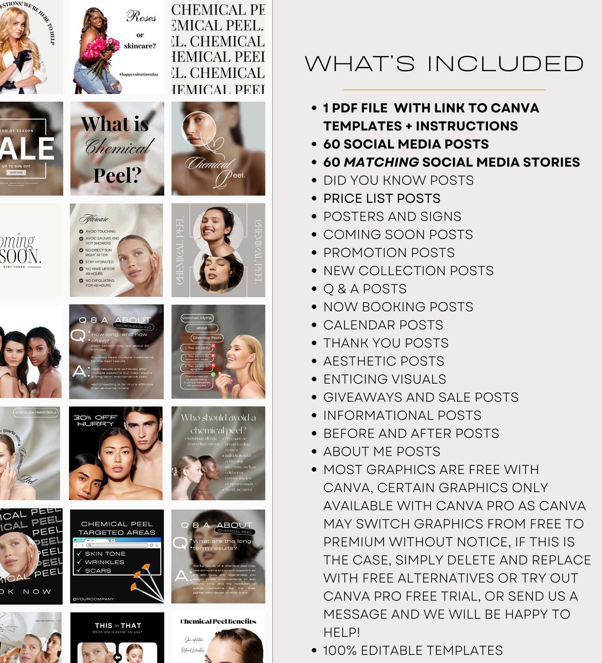 Chemical Peel Instagram Templates | Esthetician Instagram | Facial Treatment | Skincare Social Media | Skincare Instagram Templates | MEDSPA