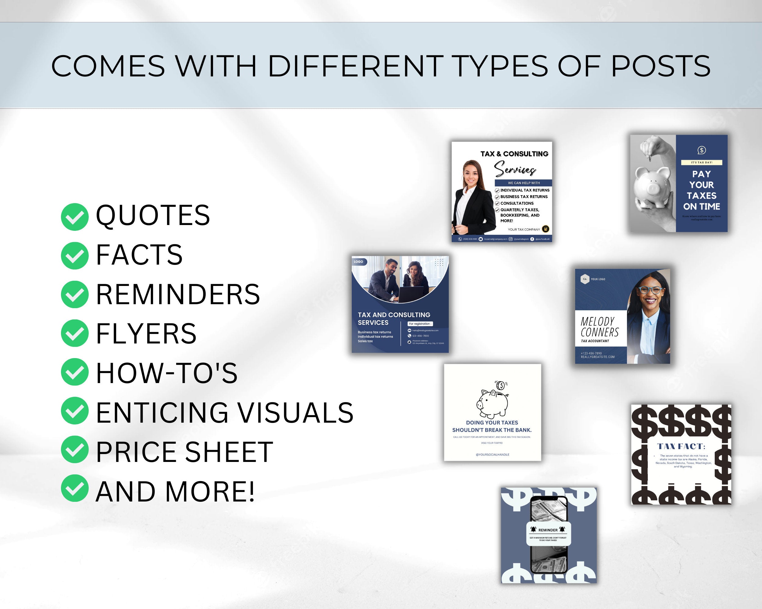 Tax Preparer Instagram Template Social Media BUNDLE, Tax Preparation Accounting Posts,Tax Prep Flyer,DIY Tax Posts,Tax prep engagement post