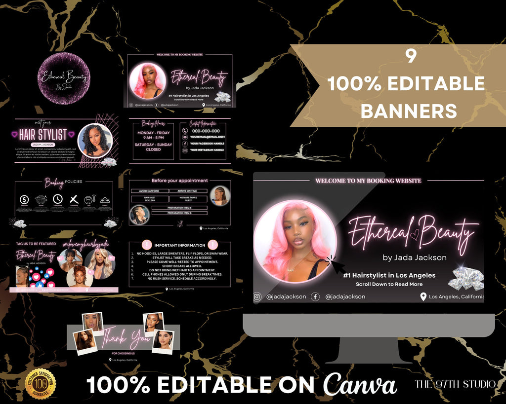 ETHEREAL BEAUTY Acuity Scheduling Template VOL. 2, Hair Acuity Website Template, Acuity Website Banner, Acuity Booking Template, Luxury Site
