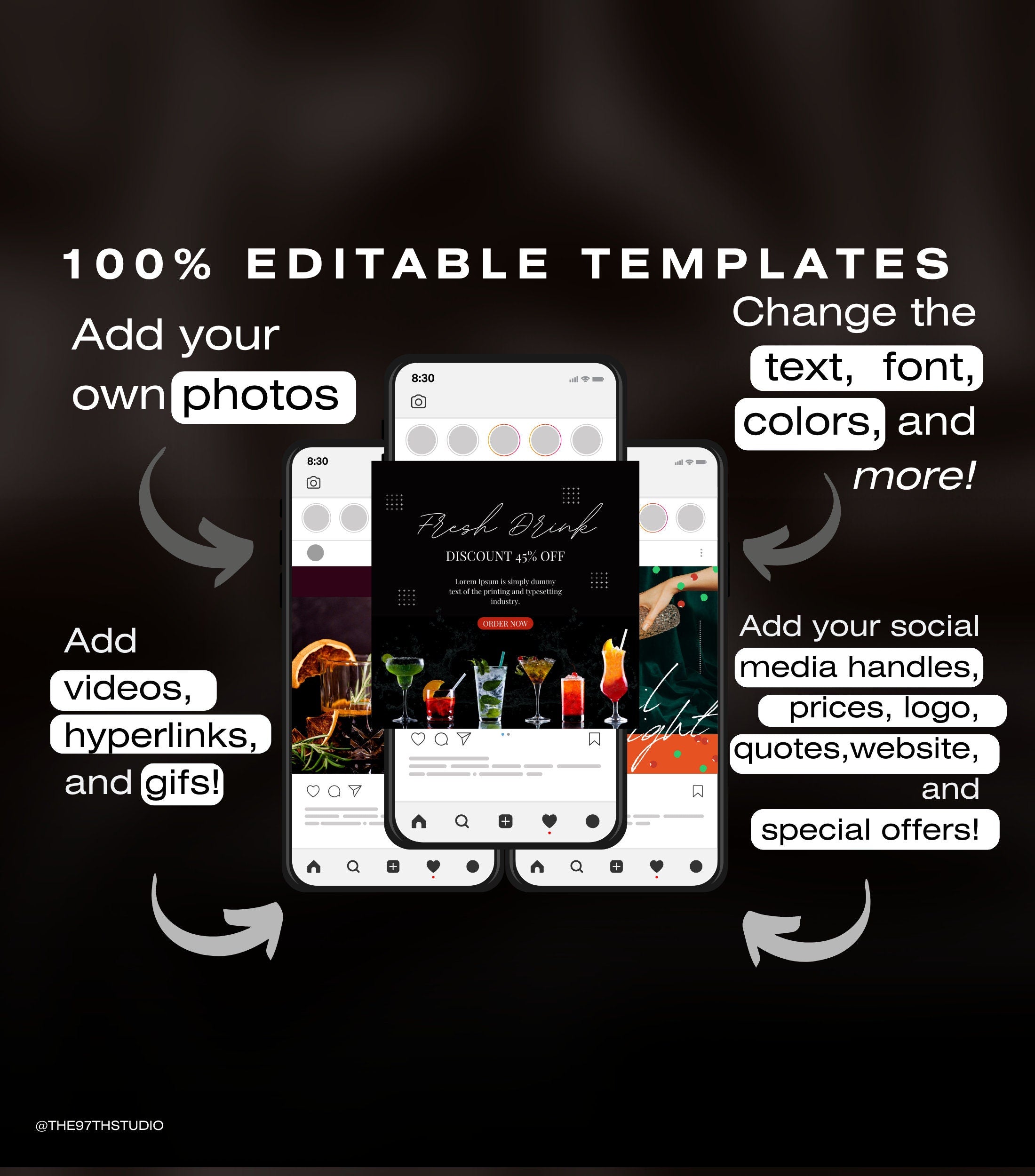 Cocktail Bar Instagram Templates | Cocktail Templates | Brewery Instagram | Pub Instagram Templates | Bar Lounge Marketing | Bar IG Branding