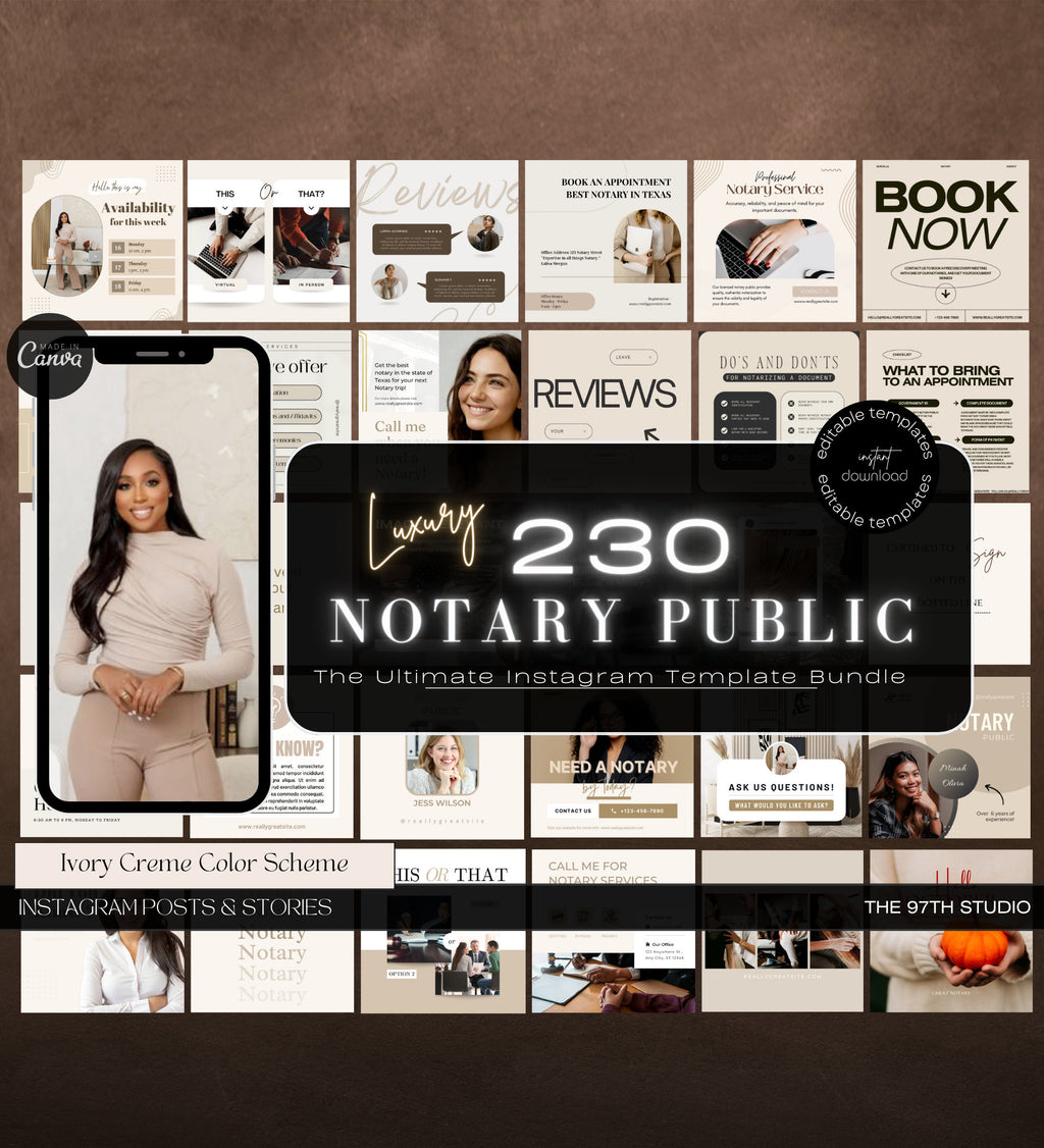 Notary Marketing | Notary Signing Agent | Notary Social Media | Loan Signing Agent | Notary Instagram Posts |Notary Posts Templates |IG Post