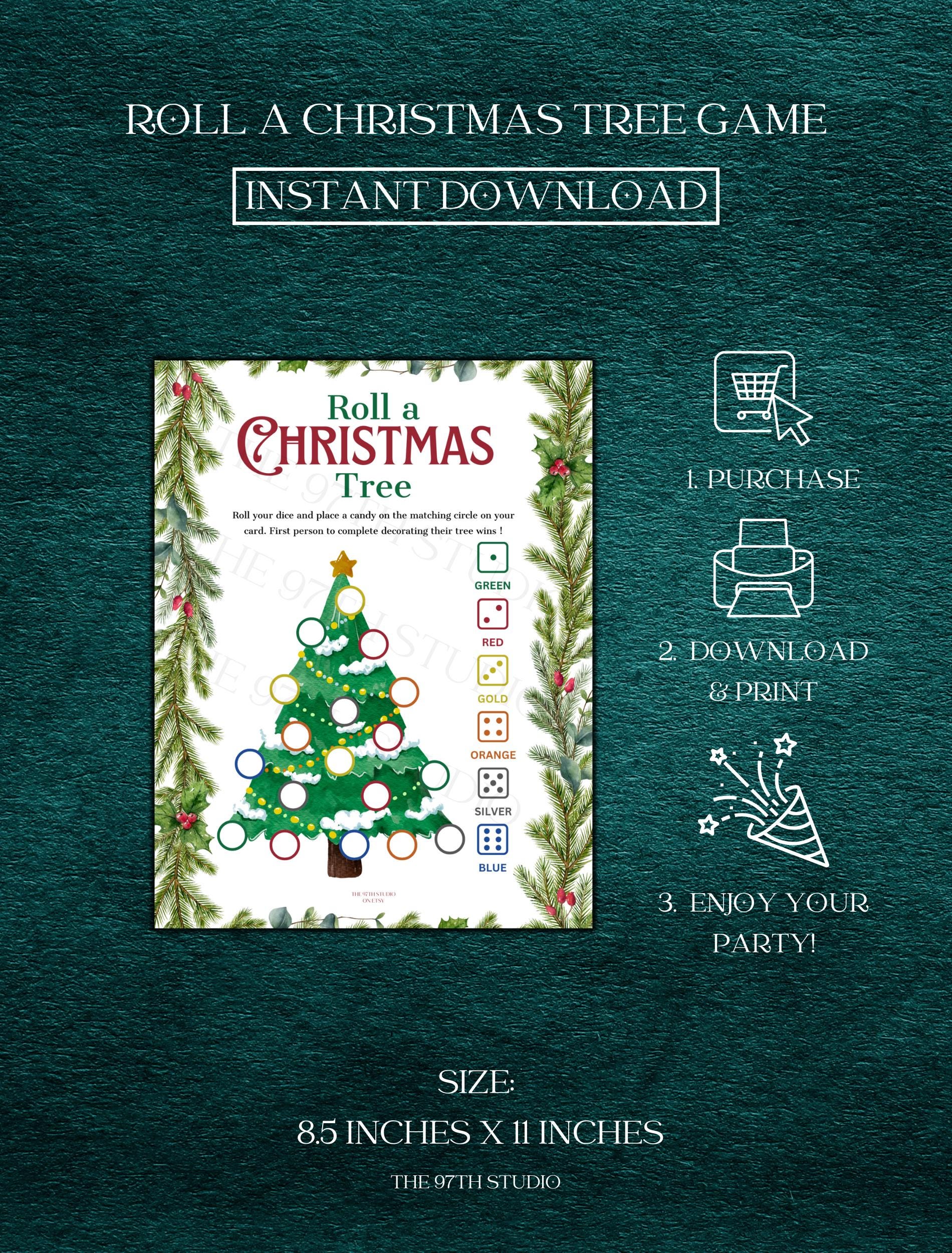 Roll a Christmas Tree Game | Office Christmas Party Game | Christmas Family Game | Printable Christmas Game | Holiday Party Game | Santa